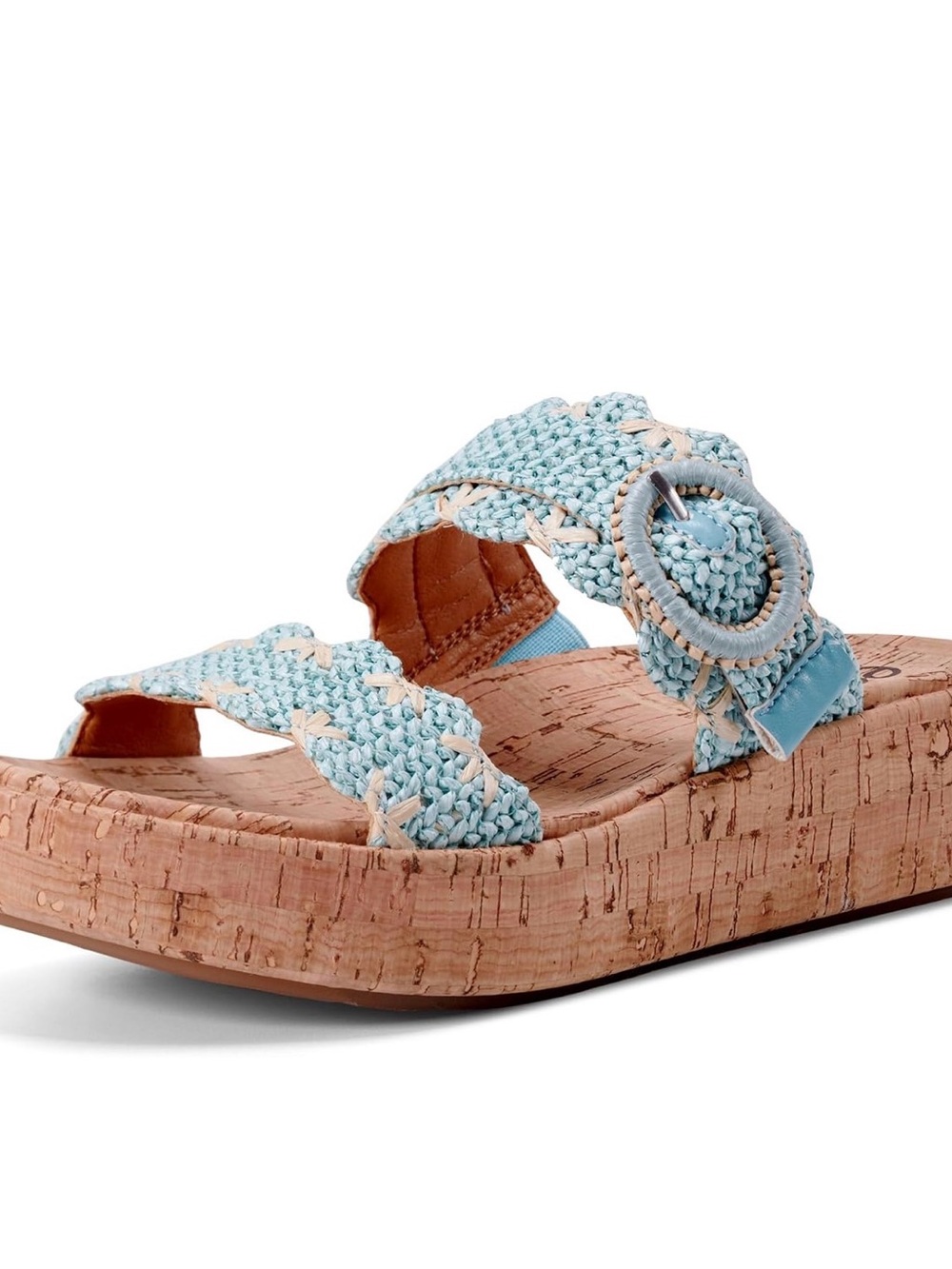 Earth Sky Blue Braided Cork Slide with Buckle - Picture 1 of 8